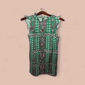 Charter Club Women’s Size Petite Medium PM Vibrant Green and Pink Floral Dress